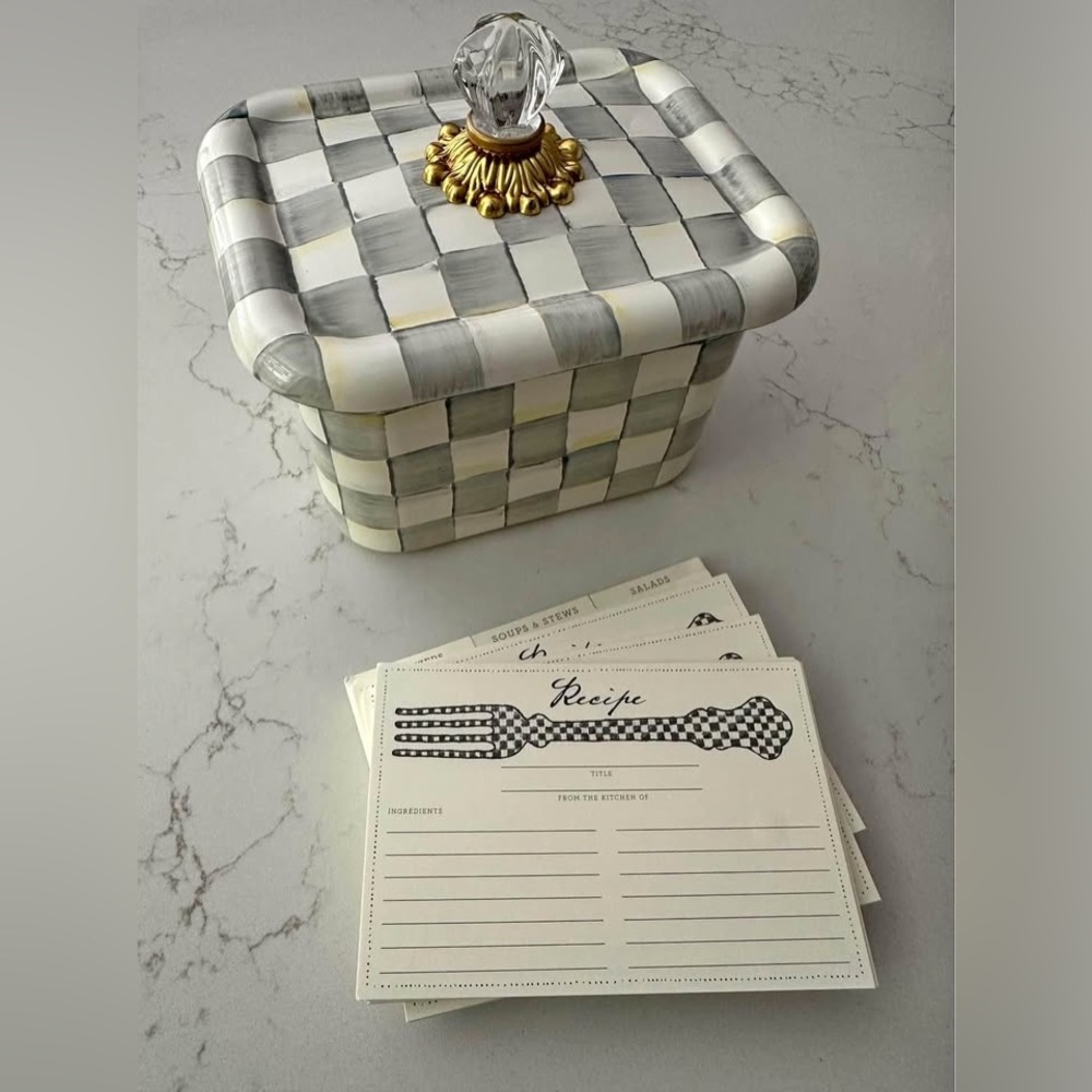 Mackenzie Childs Sterling Check Recipe Box
